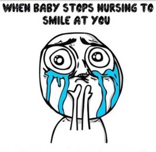 when baby stops nursing to smile at you